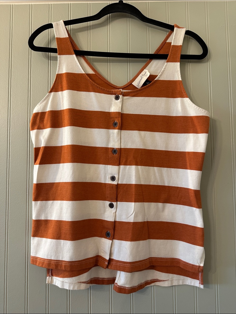 Universal Thread Striped Button-Front Tank Top - Rust and White